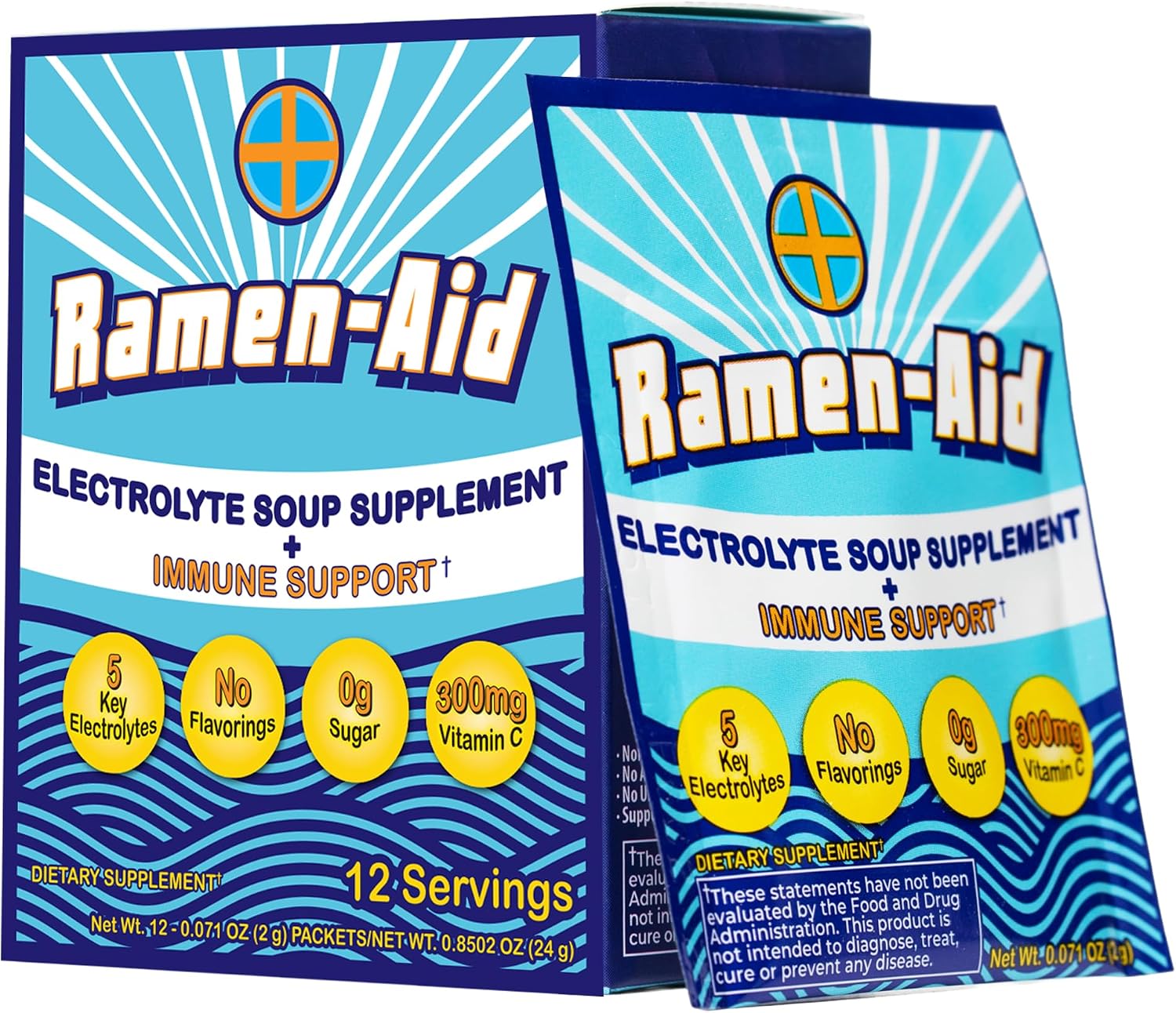 Ramen-Aid Suplemento de Electrolitos con Vitamina C, 12 Sobres