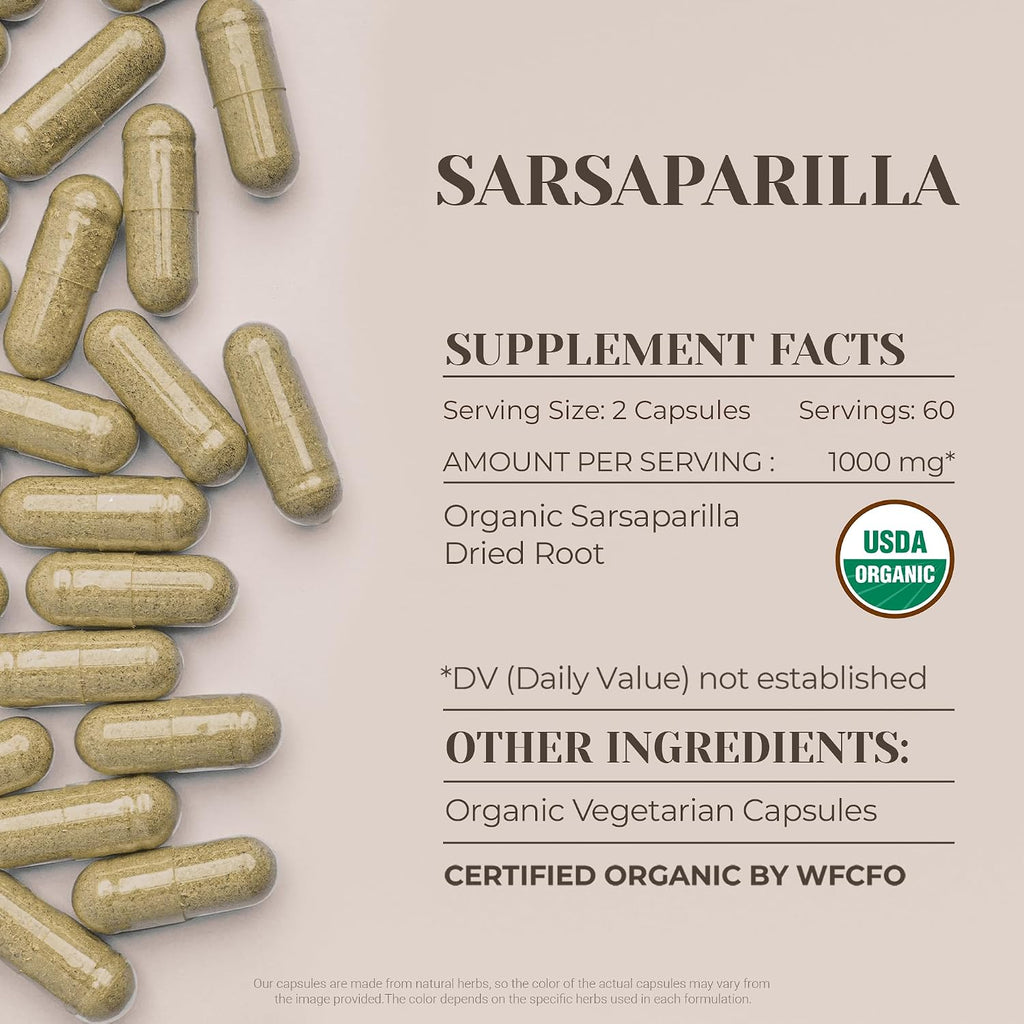 Sarsaparilla Orgánica USDA 120 Cápsulas