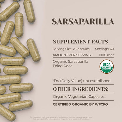 Sarsaparilla Orgánica USDA 120 Cápsulas – Image 3