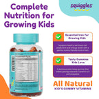 Squiggles Multivitamínico Infantil + Hierro Gomitas - Bajo en Azúcar - 100 Gomitas