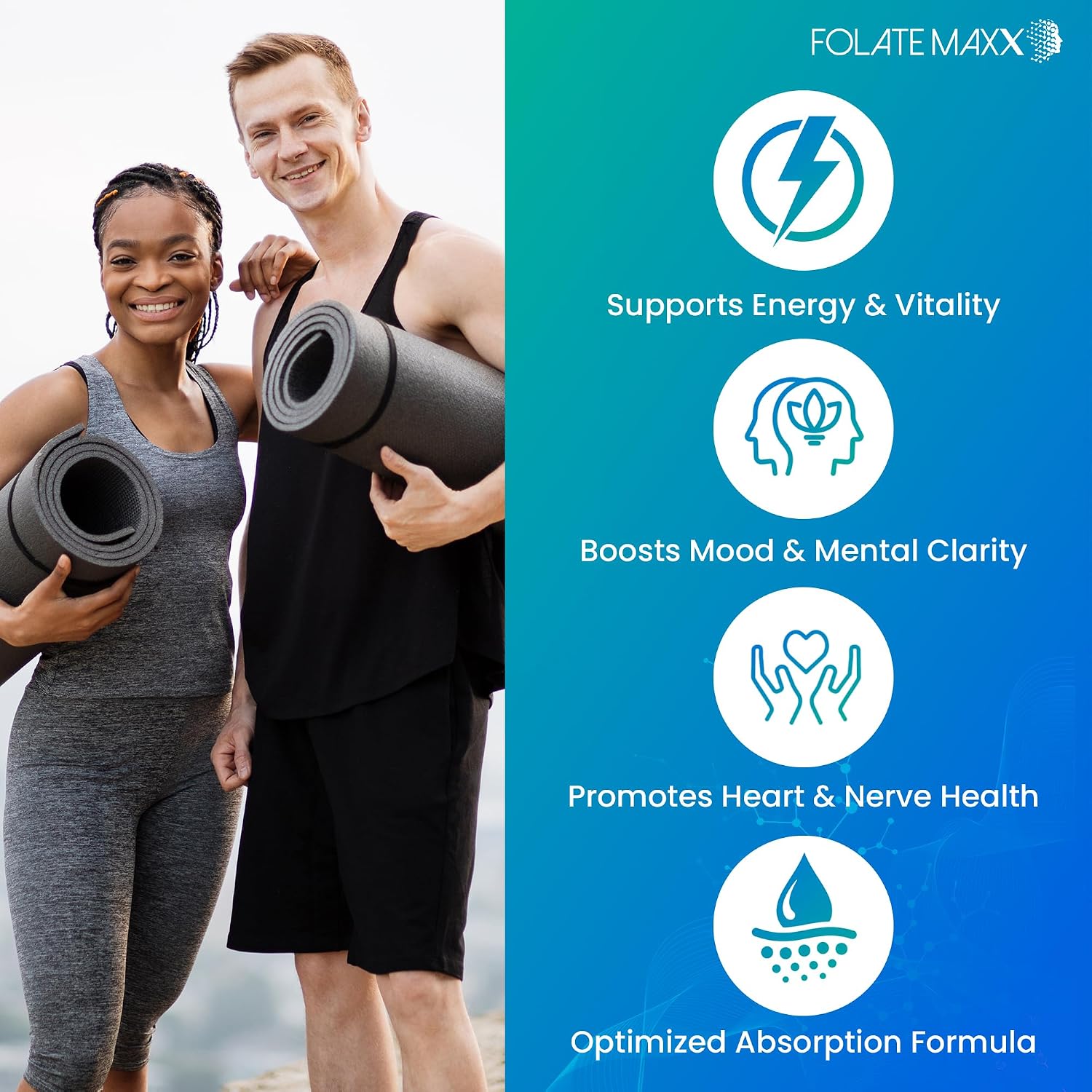 FolateMaxx L-Metilfolato 10mg, 90 Cápsulas - Suplemento de Metilfolato Activo para Hombres y Mujeres