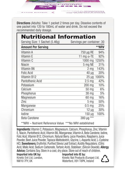 Ener-C Mix de Bebida Multivitamínica Sin Azúcar - Sabor Mixed Berry, 30 Sobres | Polvo de Vitaminas para Agua, Electrolitos, – Image 7