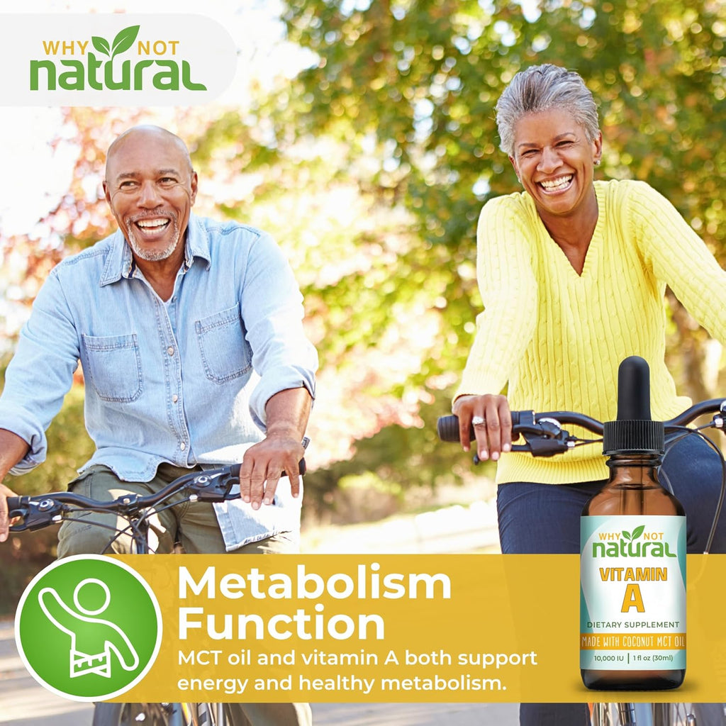 Why Not Natural Vitamina A Líquida 10000 UI - Retinilo Palmitato con Aceite MCT de Coco - Suplemento Vegano para la Piel - 30 ml