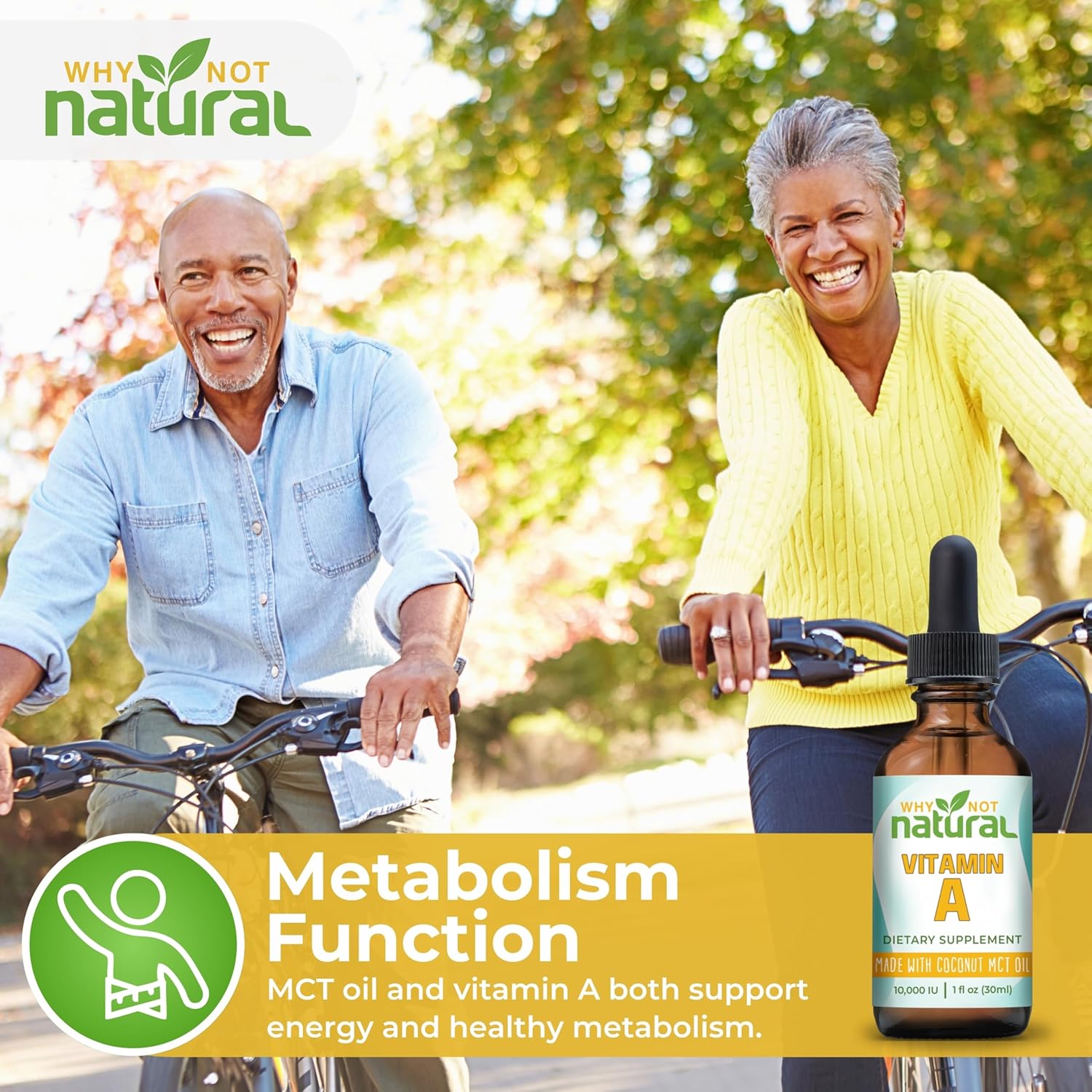 Why Not Natural Vitamina A Líquida 10000 UI - Retinilo Palmitato con Aceite MCT de Coco - Suplemento Vegano para la Piel - 30 ml