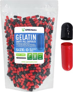 XPRS Nutra Cápsulas Vacías Tamaño 0 - 1000 uds de Gelatina Bovina (Negro/Rojo)