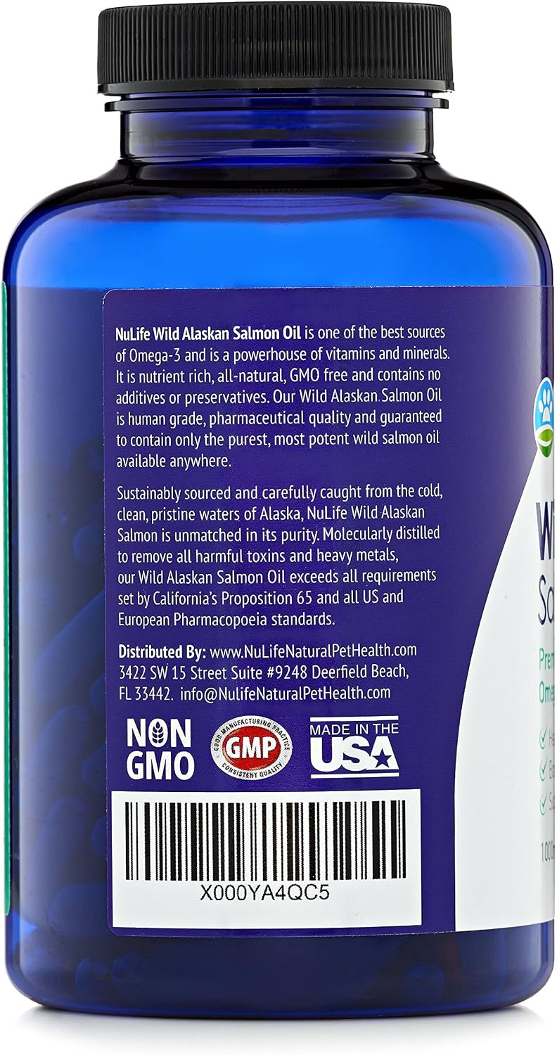 Alaskan Wild Salmon Oil for Dogs – Omega 3, 120 Softgels