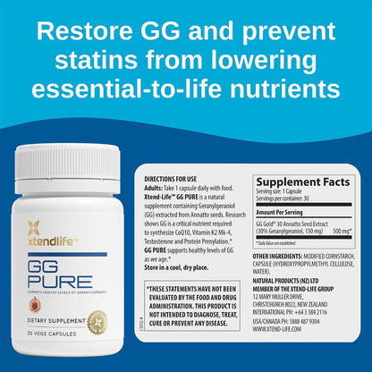 Xtendlife GG Pure – Geranylgeraniol 150mg – Apoyo para Usuarios de Estatinas, 30 Cápsulas – Image 2