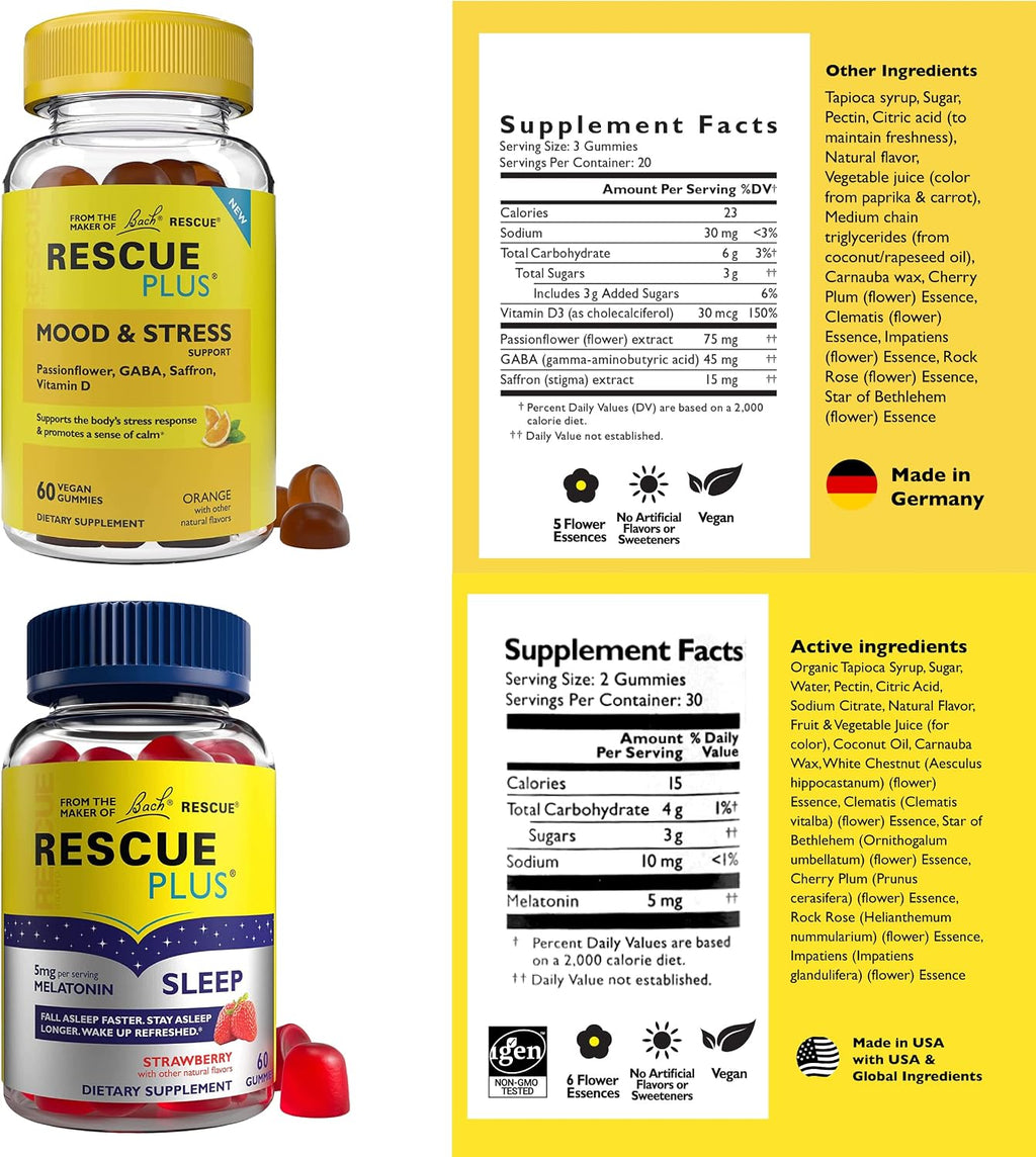 Bach RESCUE Plus Gominolas de Sueño y Estrés - Pack 2x1, 60 unidades cada una
