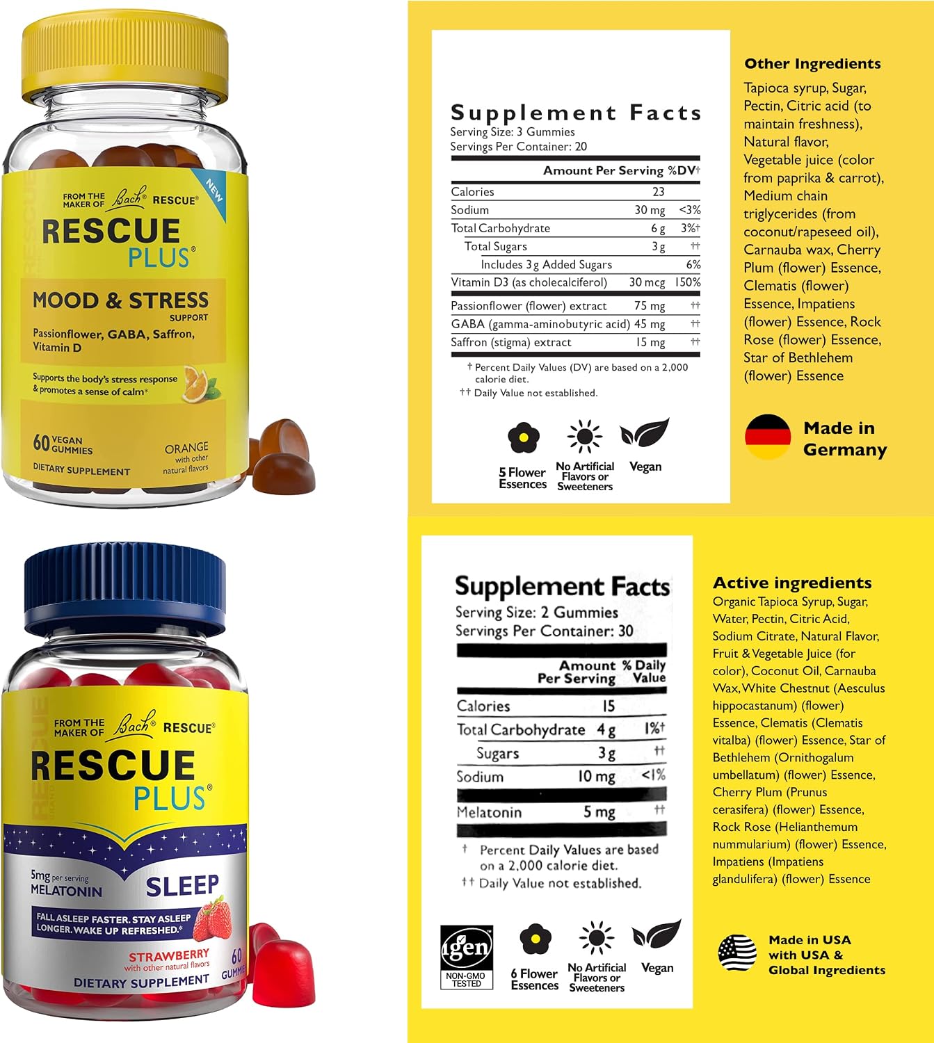 Bach RESCUE Plus Gominolas de Sueño y Estrés - Pack 2x1, 60 unidades cada una
