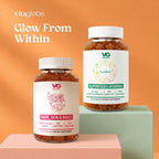 VITA GLOBE Hair, Skin & Nails + Collagen Gummies – 20mg con Vitaminas A, C, D, E, B6 y Biotina, Suplemento de Belleza y Bienestar para el Cabello, Piel y Uñas, 60 Gominolas (Envase de 1)