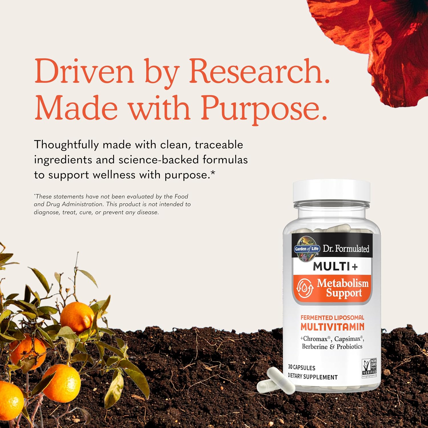 Garden of Life Multi+ Metabolism Support Multivitamínico Liposomal, 30 Cápsulas