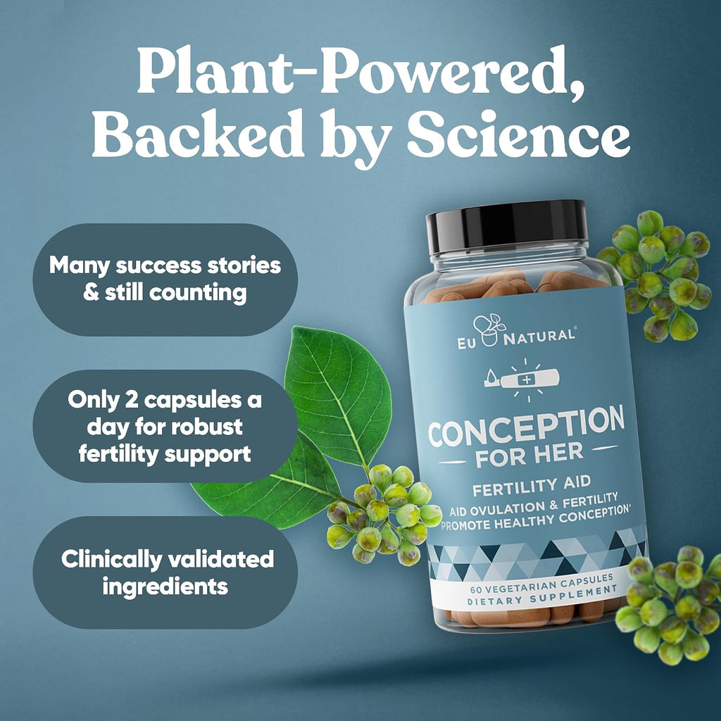 Eu Natural Conception for Her - Suplemento de Fertilidad para Mujeres con Myo-Inositol, Folato, Shatavari y Vitex - 120 Cápsulas Veganas