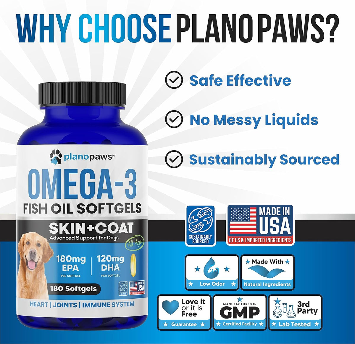 Planopaws Aceite de Pescado Omega 3 para Perros - 180 Cápsulas – Image 4
