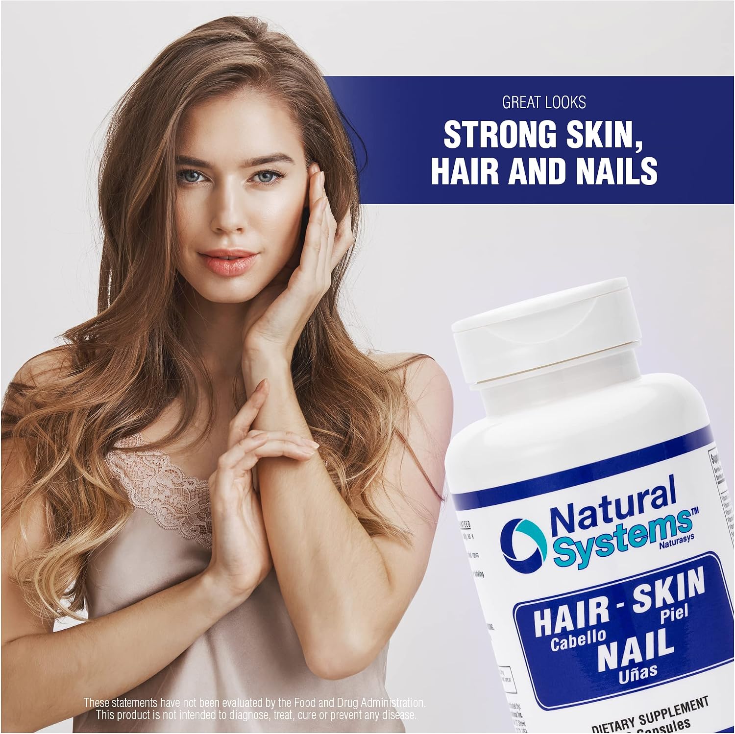 Hair Skin and Nails - Suplemento de Biotina y Vitaminas para Piel, Cabello y Uñas, 60 Cápsulas