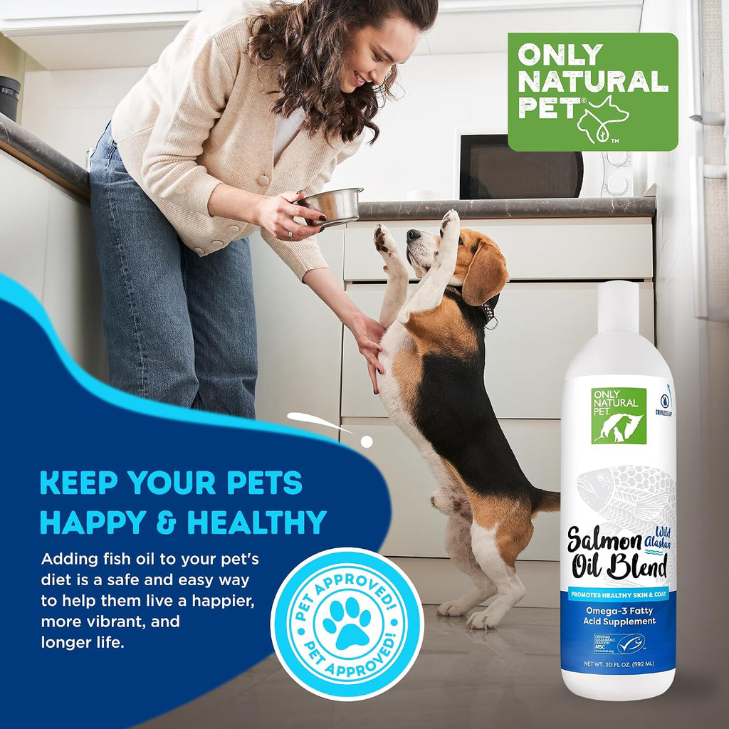 Only Natural Pet Aceite de Salmón Salvaje de Alaska para Perros y Gatos - Omega 3 y 6 - 591 ml