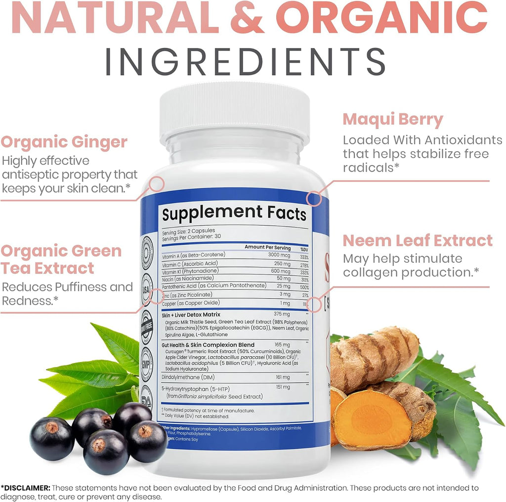 Zen Nutrients SkinVite: Suplemento Natural para la Piel, Acné y Apoyo Digestivo