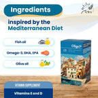 Oliga3 Omega-3 EPA DHA con Aceite de Oliva, Vitamina D y E | 30 Cápsulas Blandas