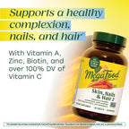 MegaFood Skin, Nails & Hair 2 - Biotina, Vitaminas A, C, Zinc - Vegano - 60 Comprimidos