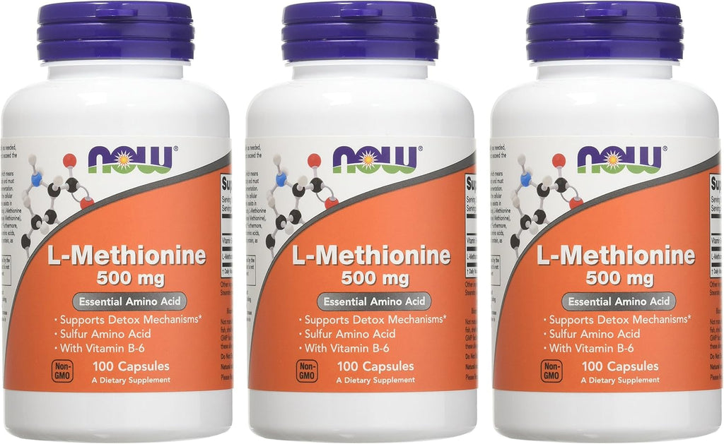 NOW Foods L-Methionine 500 mg - 100 Capsules (3-Pack)