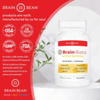 Brain Bean Brain Biotix | Probiótico y Prebiótico de Esporas para Intestino y Cerebro | 30 Dosis