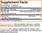 Bronson Vitamina D3 y K2 MK-7 Extra Fuerte 10000 UI + 120 mcg, 250 Cápsulas