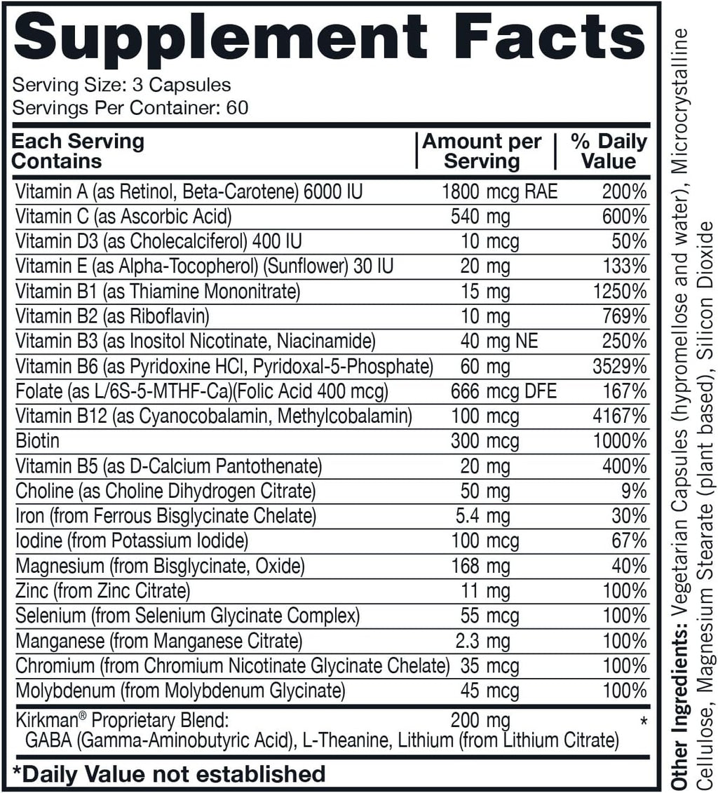 Kirkman Super Nu-Thera Multivitamínico Adolescentes y Adultos