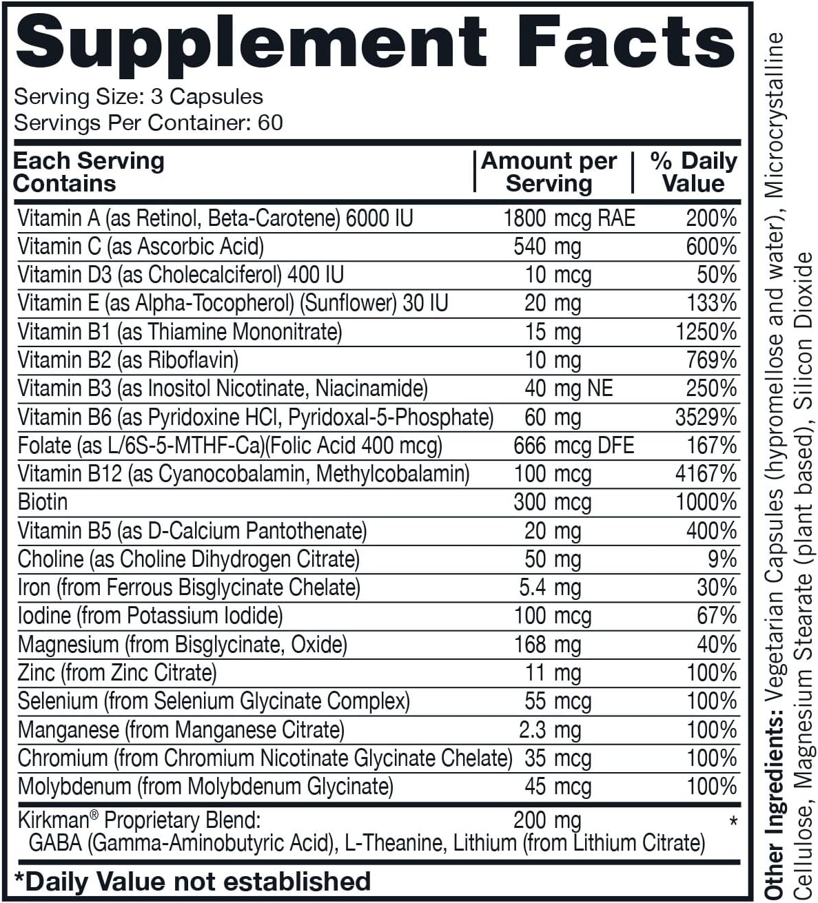 Kirkman Super Nu-Thera Multivitamínico Adolescentes y Adultos