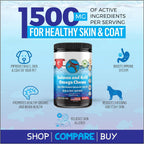 WIZARDPET Masticables Blandos de Aceite de Salmón y Krill para Perros - 120 Unidades - Suplemento de Omega 3, 6 y 9 con EPA y DHA