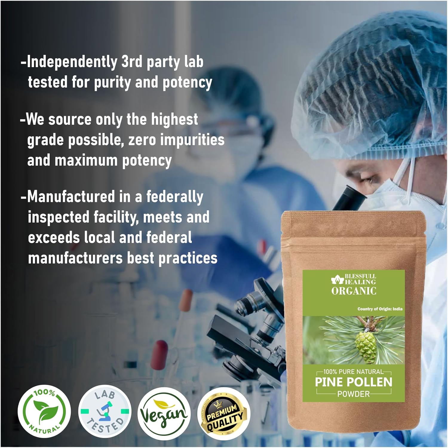 Organic Pine Pollen Powder 100% Pure Natural 300g / 10.58 oz