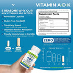 Power By Naturals ADK - Complejo de Vitaminas A, D3 y K2 MK-7 - 120 Cápsulas (2 Envases, 4 Meses)