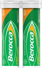 Berocca Energy, Suplemento Vitamínico para Energía Física y Mental, Sabor Naranja, 20 Comprimidos Efervescentes