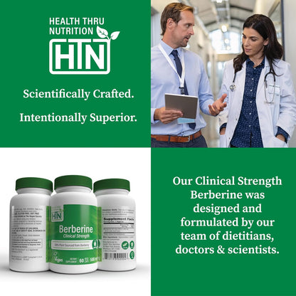 Health Thru Nutrition Berberine HCl 500mg 60 Cápsulas | Suplemento de Alta Potencia | Vegano | Sin OGM | Sin Soja | Probado – Image 5