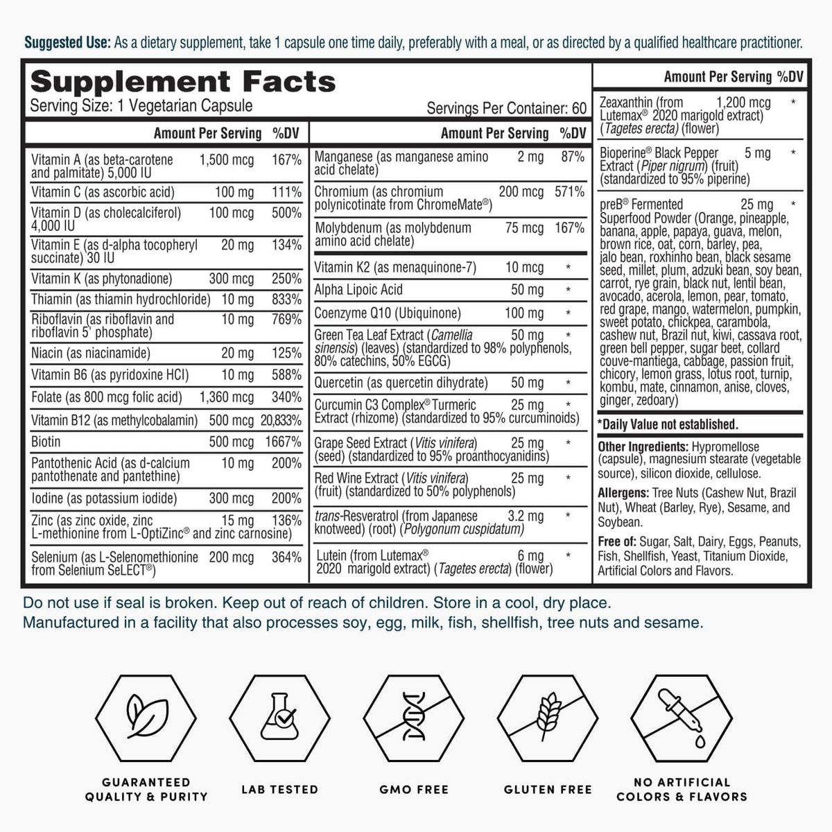 Nature's Lab Gold One Daily Multivitamin – – L-OptiZinc y Selenio SeLECT: Formas queladas y altamente – Image 6