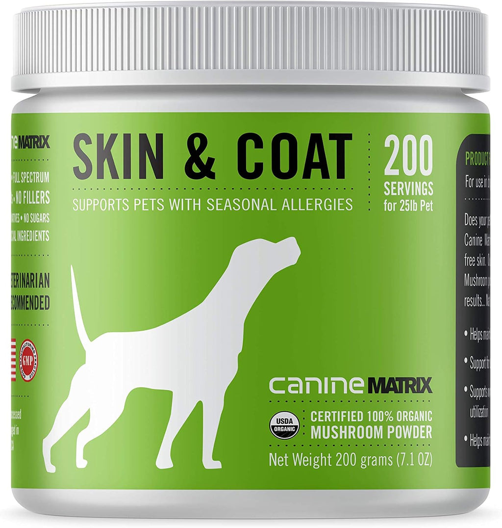 Mushroom Matrix - Polvo de Hongos Orgánico para Perros, Piel y Pelaje, 200 g