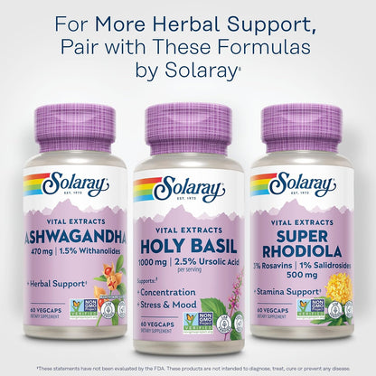 Solaray Albahaca Santa 1000 mg - Tulsi Adaptógeno con Ácido Ursólico - Suplemento Vegano – Image 6