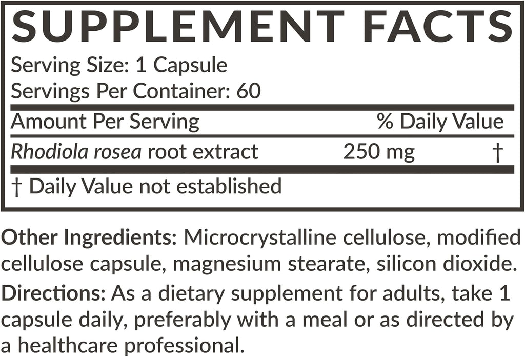 Futurebiotics Rhodiola Rosea Cápsulas Vegetarianas, 60 unidades