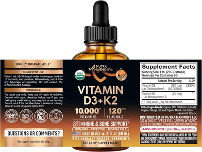 Vitamin D3 K2 USDA Organic Drops - Vitamina – Huesos y dientes: La vitamina D contribuye al mantenimiento de los – Image 2