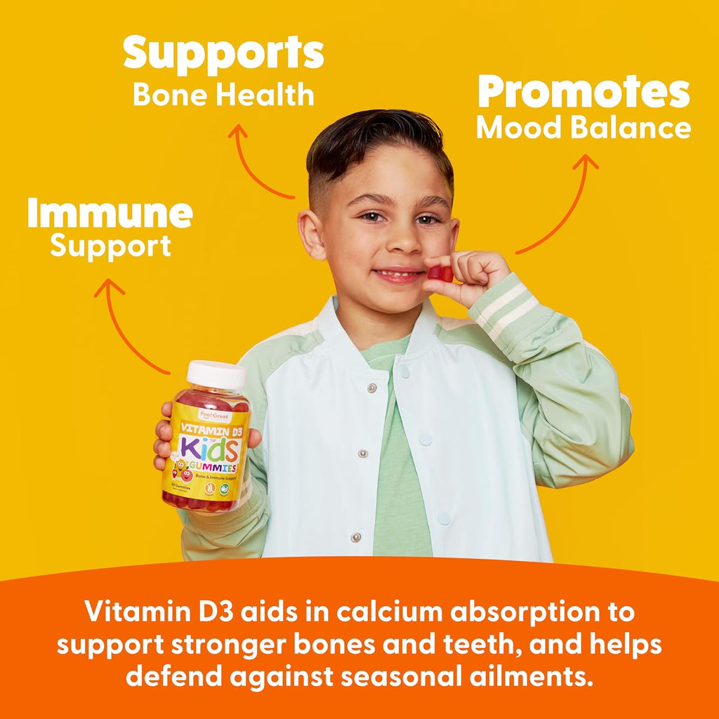 Vitaminas D3 + K2 1000UI en Gominolas para Niños - 60 Gominolas - Sabor Naranja