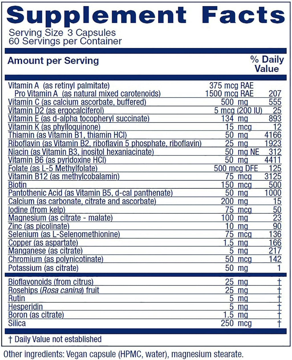 Vitanica Women's Symmetry, Multivitamínico Diario de Alta Potencia para Mujeres, Vegano, 180 Cápsulas