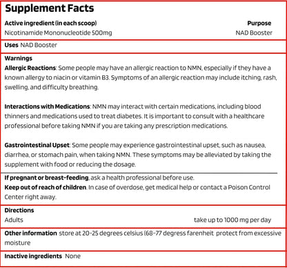 Probase Nutrition Longevity Pure NMN Powder 40 Gramos - Polvo de Nicotinamida Mononucleótido