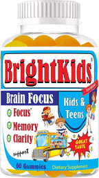 BrightKids Focus Gummies for Kids & Teens - Omega 3 DHA, Memory & Concentration
