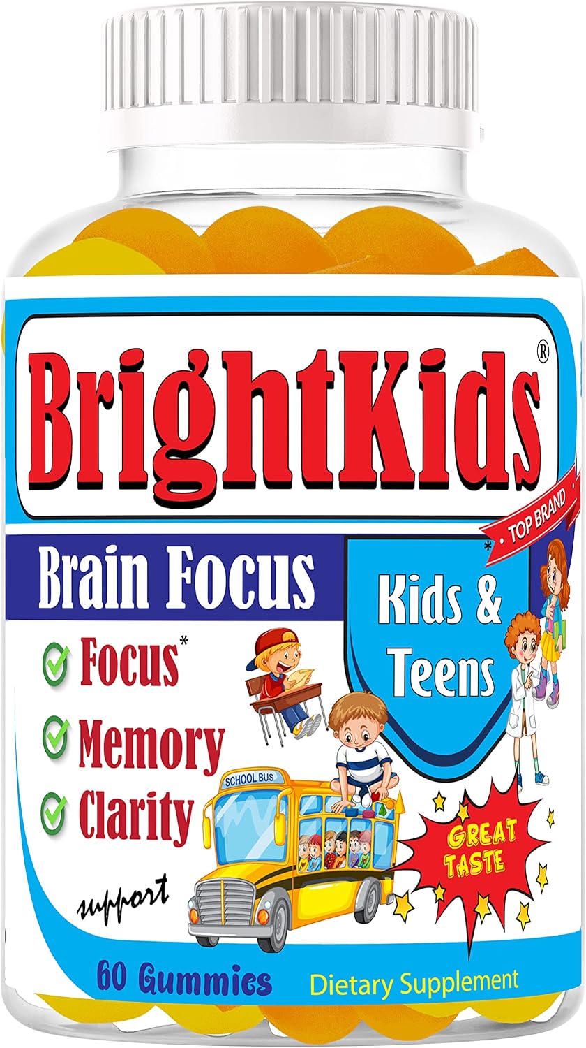 BrightKids Focus Gummies for Kids & Teens - Omega 3 DHA, Memory & Concentration