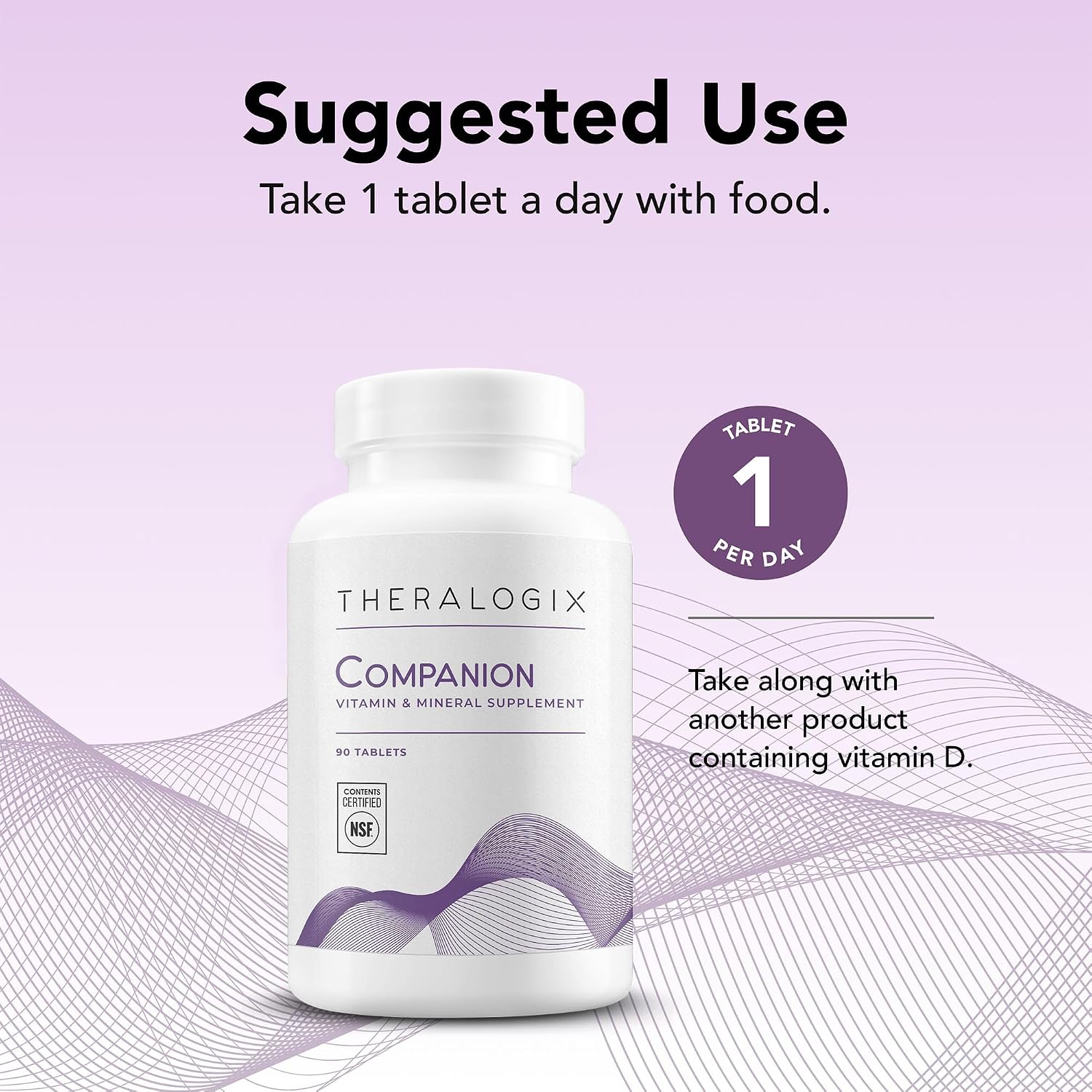 Theralogix Companion Multivitamínico y Mineral - 90 Comprimidos - Para Mujeres y Hombres Sin Hierro, Vitamina D ni Vitamina K - Vitaminas B, Zinc y Magnesio - NSF Certificado