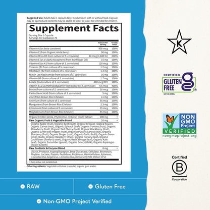 Garden of Life Vitamin Code RAW ONE Multivitamínico Diario para Hombres con Alimentos Integrales y Probióticos, 75 Cápsulas – Image 3