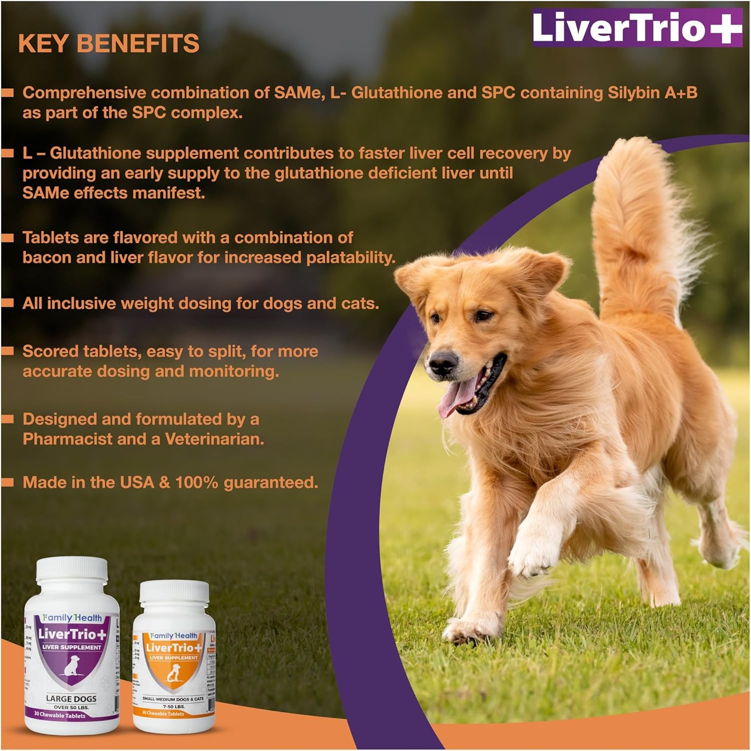 LiverTrio+ – Suplemento Hepático Completo para Perros Pequeños y Medianos (30 comprimidos masticables)