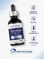 Carlyle L-Metilfolato Gotas 15mg - 2 fl oz (59 ml) con Glicerina Orgánica, Sabor a Bayas Mixtas - Sin Gluten, Vegano