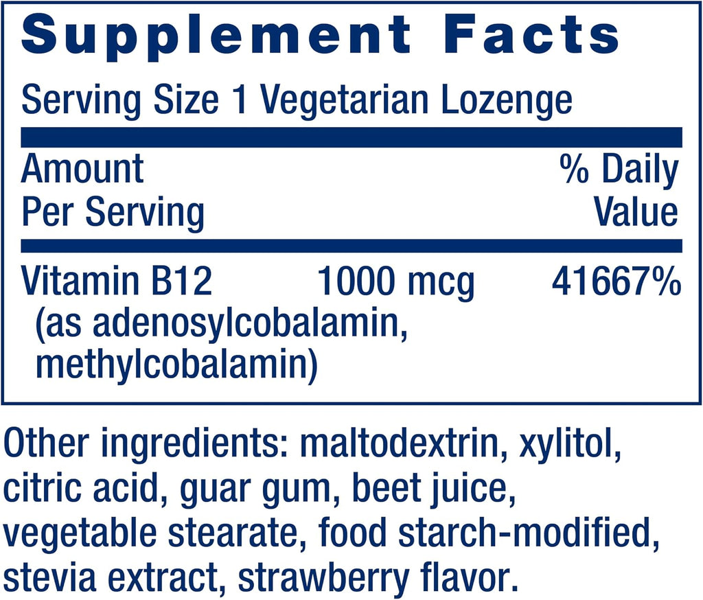 Life Extension B12 Elite - 60 Comprimidos de Vitamina B12 con Adenosilcobalamina y Metilcobalamina