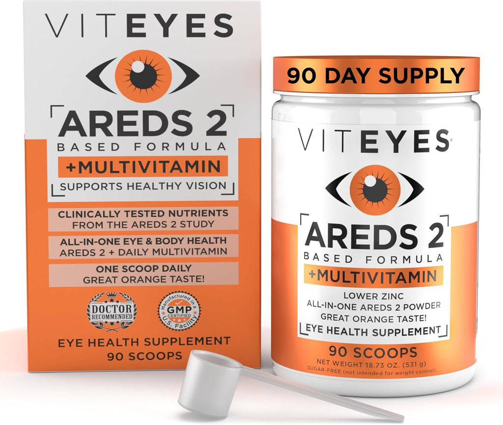Viteyes AREDS 2 Powder + Complete Multivitamin - Macular Protection - Natural Orange Flavor - 90 Scoops