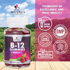 Vitamin B12 Energy Gummies 3000 mcg - Gominolas de Vitamina B12 para Energía y Metabolismo - 60 Unidades