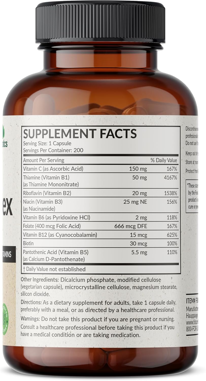 Futurebiotics Vitamin B Complex with Vitamin C - 200 Cápsulas Vegetarianas